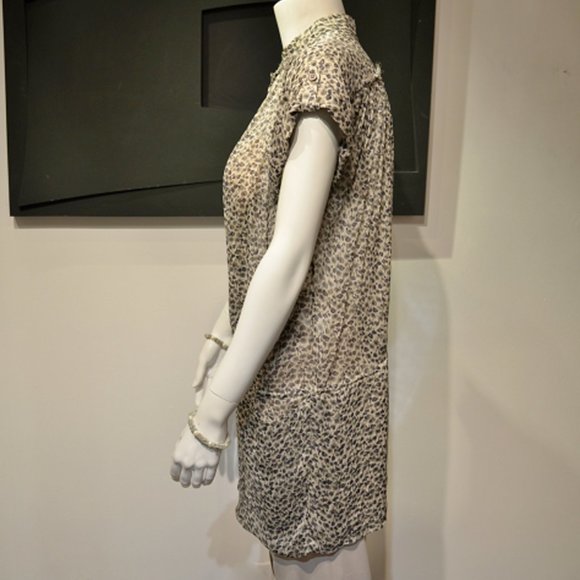 Vintage Miki Mialy Grey Ditsy Chiffon Tuni-Mini - Picture 7 of 10